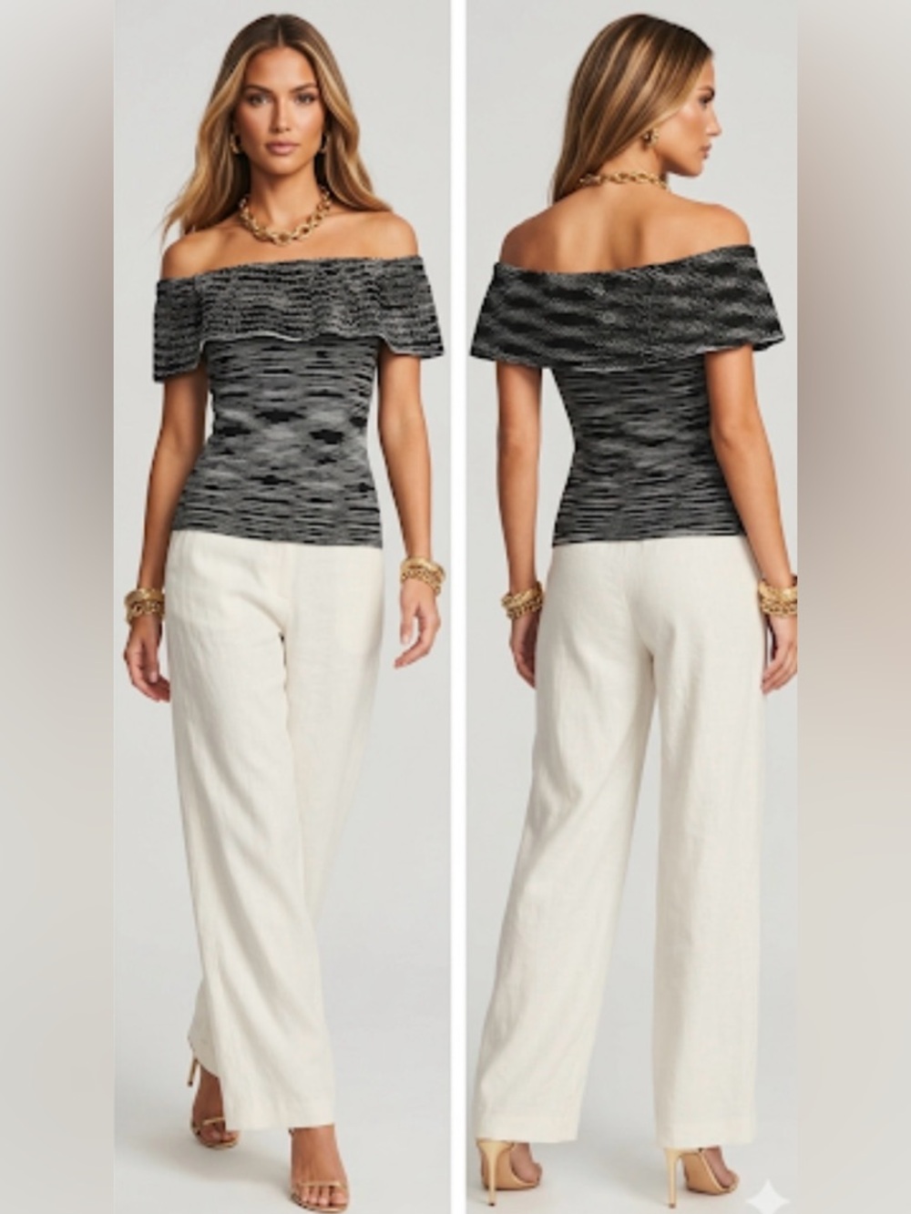 M MISSONI Spacedye Off Shoulder Knit Top Size M